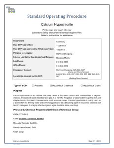 Calcium Hypochlorite SOP