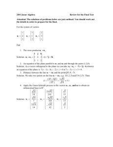 240 Linear Algebra Review for the Final Test