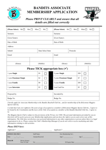 Magpies Associate Membership application