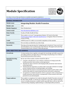 1806 Integrating Module - Health Promotion Module Specification