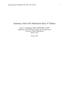 APA Manual 6ed Summary 2012 - Answers for
