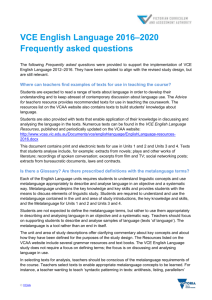VCE English Language 2016*2020 Frequently asked questions