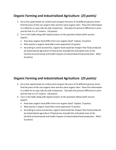 Organic Farming and Industrialized Agriculture (25 points)