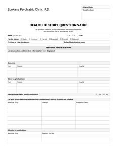 Health history questionnaire