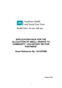 application pack for the allocation of small grants to community