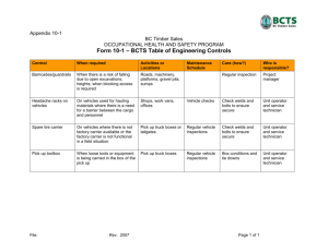 Appendix 1D Form 10-1: BCTS Table of Engineering Controls