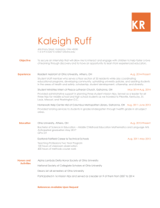 Resume - Kaleigh Ruff Middle Childhood Education Major