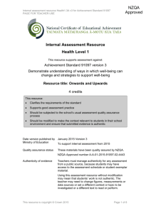 Level 1 Health internal assessment resource