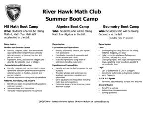 River Hawk Math Club Summer Boot Camp MS Math Boot Camp