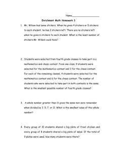 Name___________________ Enrichment Math Homework 3 Mr