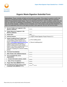 Organic Waste Digestion Project Submittal Form