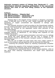 Hydraulic transport system of Tailings Dam *Benkovski 2* * new