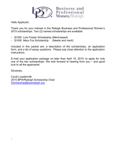 BPW/Raleigh Scholarship Application