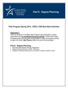 Degree Planning Instructions and Activities