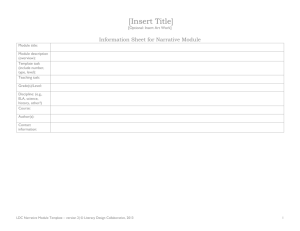 Information Sheet for Narrative Module