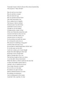 Transcript of poem written by Steven Oliver about Australia Day. Title