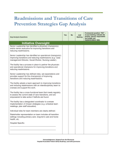 READ Gap Analysis - WHA Quality Center