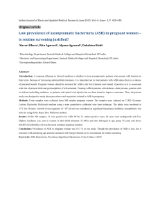 Low prevalence of asymptomatic bacteriuria (ASB) in