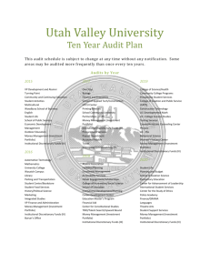 Ten Year Audit Plan - Utah Valley University