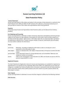 Data Protection Policy - Sussex Learning Solutions