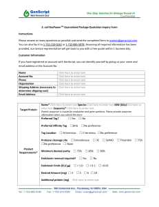 E. coli BacPowerTM Guaranteed Package Quotation Inquiry Form