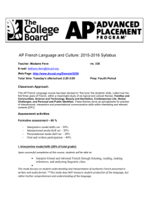 AP French Language and Culture Syllabus