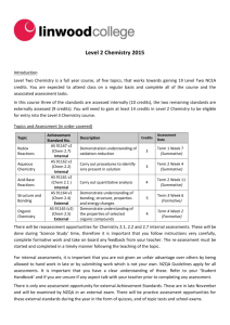 Level 2 Chemistry Student Course Information