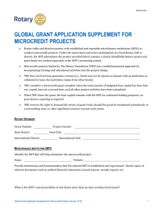 Application Supplement for Microcredit Projects