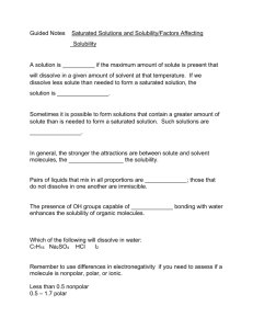 Guided Notes Saturated Solutions and Solubility/Factors Affecting