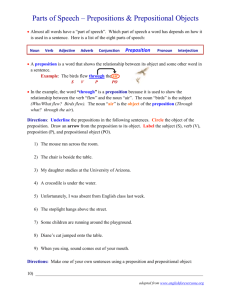Prepositions & Prepositional Objects