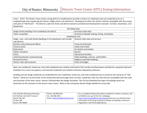 City of Ranier, Minnesota Historic Town Center (HTC) Zoning
