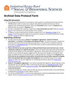 Archival Data Protocol Form