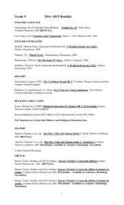 Grade 9 2014 -2015 Booklist