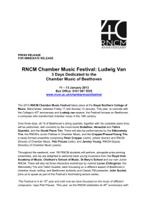 RNCM Chamber Music Festival: Ludwig Van 3 Days Dedicated to