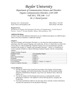 CSD 4309-01 Organic Communication Disorders