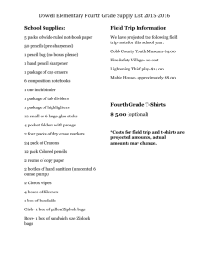 Dowell Elementary Fourth Grade Supply List 2015-2016