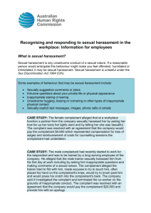 Recognising and responding to sexual harassment in the workplace