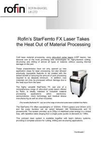 Rofin`s StarFemto FX Laser Takes the Heat Out of Material