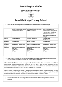 Local Offer RB 2016 - Rawcliffe Bridge Primary School
