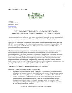 press release - Virginia Environmental Endowment