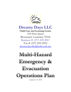 Emergency Plan - Dreamy Days Child Care and Learning Center