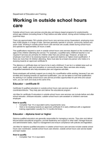 The qualifications required to work in outside school hours care