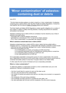 *Minor contamination*of asbestos-containing dust or debris fact sheet