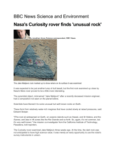 NASA`s curiosity rover finds `unusual rock`.