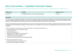 Year 4 unit overview * Australian Curriculum: History