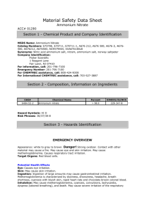 Material Safety Data Sheet Ammonium Nitrate ACC# 01290 Section