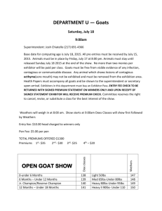 DEPARTMENT U — Goats Saturday, July 18 9:00am