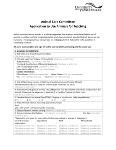 Application for Use of Animals in Teaching