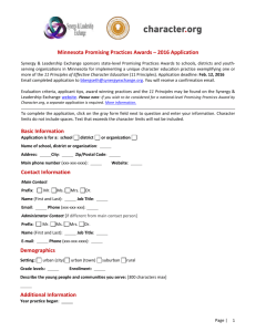 Minnesota Promising Practices Awards – 2016 Application