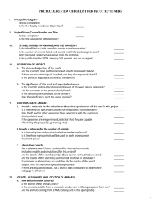 PROTOCOL REVIEW CHECKLIST FOR IACUC REVIEWERS